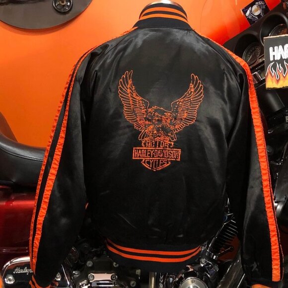 VTG 70s Harley Davidson Jacket XSmall Women Satin , Bomber